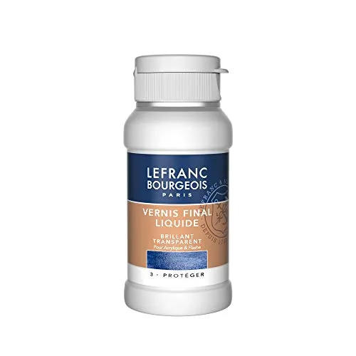 Lefranc & Bourgeois 300665 Glänzender Schlussfirnis, für Acrylfarben, glänzend, transparent, gilbungsbeständigen Schutz Ihrer Bilder, 120ml Flasche, Firniss glänzend - 120ml Flasche