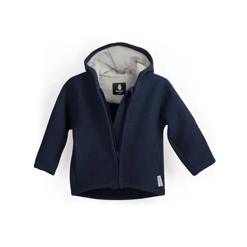 Ehrenkind® Walkjacke Blau Gr. 122/128 | Jacke für Kind aus Merino Schurwolle mit Reißverschluss | Walk Jacke für Baby