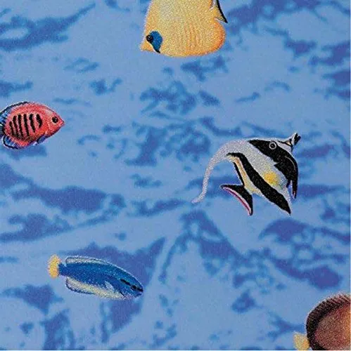 Fensterfolie Fische Adhesive - Klebefilm Buntglas Look 0,45 m x 2 m blau bunt