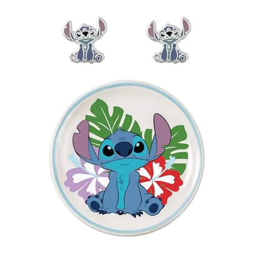 Disney Lilo and Stitch SF00678L.PH Schmuckset, Ohrringe und Tablett, Einheitsgröße, Messing, kein Edelstein, Einheitsgröße, Messing, Kein edelstein