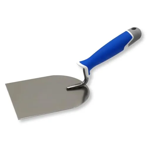 DEWEPRO Gipserspachtel - Stuckateurspachtel - Spachtelkelle mit Edelstahlblatt - Breite: 120mm - Stuckateurkelle - Putzerkelle - Putzkelle mit ergonomischem 3-Komponenten-Griff