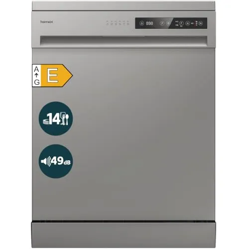 homeX DWFS601449E-S Geschirrspüler 60 cm, 14 Maßgedecke, 6 Programme, Silber
