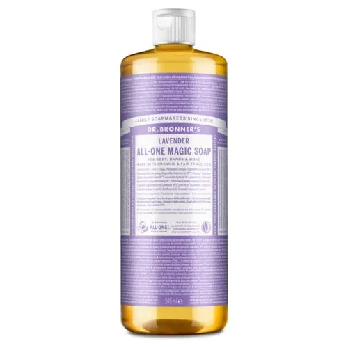 Dr. Bronner's Lavendel-Seife 945 ml - Handseife aus Bio-Ölen, fair trade und vegan – perfekt für Gesicht, Körper, Haare und mehr!