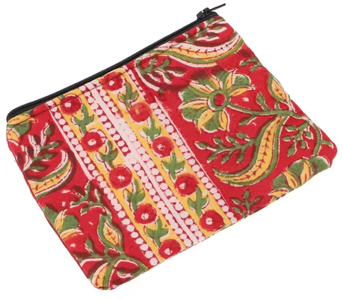 Kleiner Geldbeutel, Kosmetiktasche aus Blockdruck Stoff - Modell 11