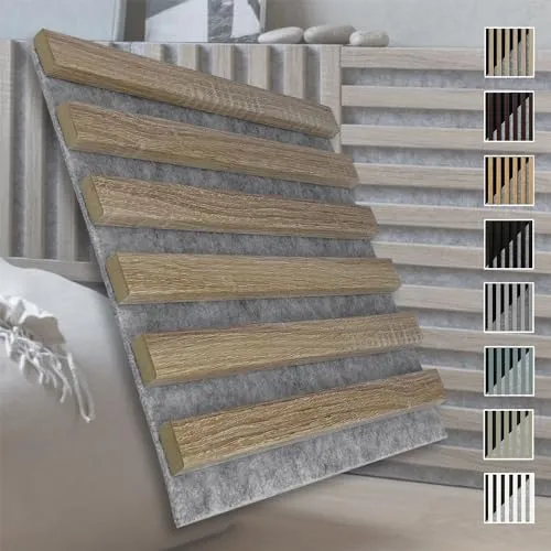 MARBET DESIGN Akustikpaneele Akustikquadrate 30x30cm Wandverkleidung Holz - (1 Paneel, grau - Sonoma Eiche) Filz Akustik Effekt innen Flur Wohnzimmer