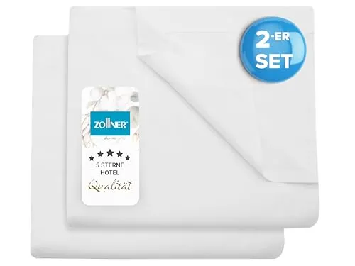 Produktbild ZOLLNER Betttuch (2 Stück) 240 x 290 cm, 100% Baumwolle