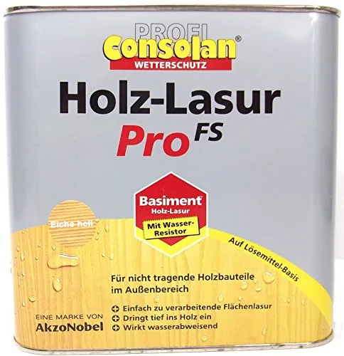 Consolan Holz Lasur Pro FS, 5 Liter in Nussbaum - Beizen – Hochwertige Holzlasur in Nussbaum, ideal für wetterfeste und langlebige Holzschutzanwendungen im Innen- und Außenbereich.