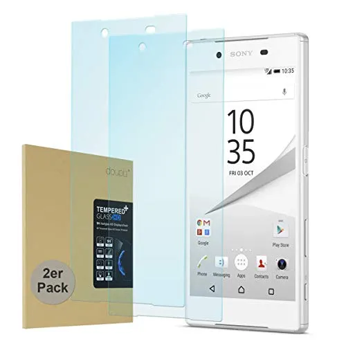 doupi 2X Panzerfolie für Sony Xperia Z5, Premium 9H Hartglas HD Display Schutz Glasfolie (2er Pack)