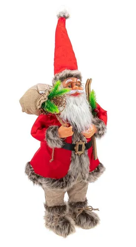 Beleuchtete Weihnachtsmann Figur - Santa Claus Deko - Traditionelle Weihnachtsdeko, ca. 60 cm hoch, beleuchtet für festliche Stimmung in der Adventszeit.