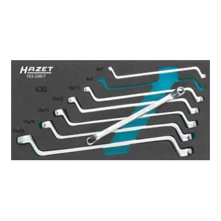 Hazet 163-296/7 Doppel-Ringschlüssel-Satz 7-teilig 6-22mm - 7-teiliges Doppel-Ringschlüssel-Set mit Safety-Insert-System für rüttelfeste Werkzeuge. Ideal für Werkstatt und Handwerk, Made in Germany.