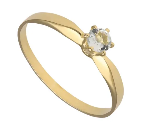 Schmuck Krone Goldring Ring mit Aquamarin hellblau & 585 Gelbgold, Gold 585