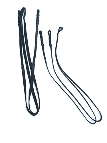 gs-sports Trensen.-und Kandarenzügel als Set Leder mit Schnallen schwarz Länge 2.96 m