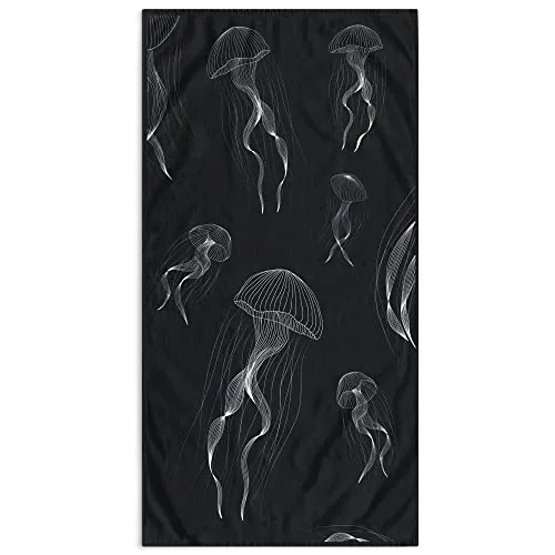 DecoKing Strandtuch groß 90x180 cm – Dunkelblau Jellyfish - Universelles Strandtuch aus 100% Baumwolle, weich, saugfähig und schnelltrocknend. Perfekt für Strand, Schwimmbad oder als Badetuch. OEKO-TEX-zertifiziert für unbedenklichen Genuss.
