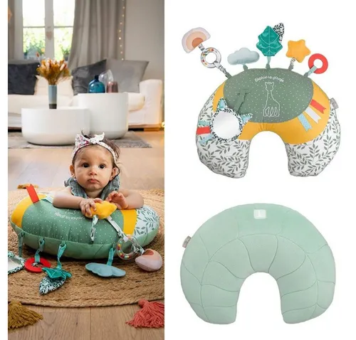 Vulli Sophie la girafe Baby Spielkissen Spielhörnchen 0M+ - Spiel- & Krabbeldecken, beidseitig verwendbar mit ergonomischer Ruheseite für optimalen Komfort und einer Aktivitätsseite für unterhaltsame Spielstunden.