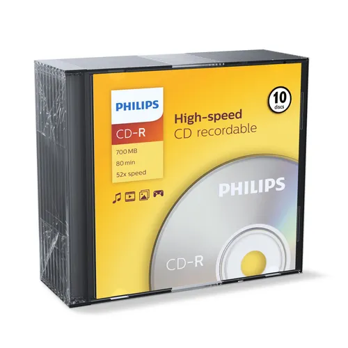 10x Philips CD-R 700 MB Rohlinge 80 Min. Aufnahmezeit max. 52x Speed im Slimcase