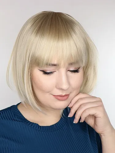 matte natürliche kurze BoB Kurzhaare Perücke Trendy Blond Platinum Ombre C096