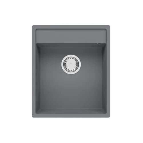 GRANMASTER Magma Spülbecken Küche mit 1 Becken - Granitspüle mit Siphon Waschbecken Küche - Einbauspüle Arbeitsplatte Küchenspüle 44x52x20,4 cm Spüle Titan ohne Abtropffläche