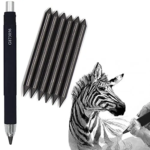 5,6 mm Druckbleistift Mechanische Kupplung Bleistiftmine Automatische Bleistiftminenhalter Mechanische Stifte, 6 Stücke 4B-Bleistift Minen Austauschbare Nachfüllungen für Haus, Schule, Büro Zubehör