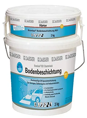 Jaeger Bodenbeschichtung steingrau 5 Kg - Betonfarben - Hochwertiger Zweikomponenten-Reaktionslack für stark strapazierte Flächen, reifenfest und wasserverdünnbar, ideal für langlebige Bodenlösungen.
