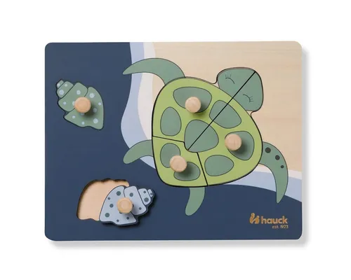 Hauck Steckpuzzle Puzzle N Sort - Turtle / Schildkröte, Puzzleteile, Holz Puzzle für Baby Greifpuzzle für Kinder (ab 1 Jahr)