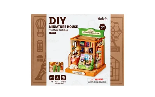 Robotime Bookshop (DS040) Bausatz - Detailreicher 3D-Puzzle-Bausatz für kreative Köpfe, fördert die Feinmotorik und das räumliche Denken.