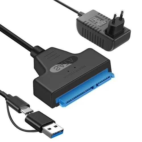 Vinmooog sata Kabel Sata USB festplatten Adapter Sata to USB Kompatibel mit externen und internen Festplatten SSD/HDD 2,5 3,5 Zoll Adapter Kompatibel mit Windows, Mac und Linux Betriebssystemen