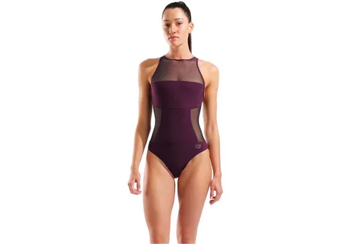Arena Badeanzug Mesh Panels mit Shaping Effekt in Bordeaux, Größe 40 - Stylischer Badeanzug mit Shaping Effekt, ideal für den Schwimmsport. Hergestellt aus hochwertigen Materialien für ein angenehmes Tragegefühl. UV-Schutz UPF 50 sorgt für optimale Sicherheit beim Schwimmen.