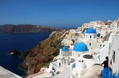 hansepuzzle 77980 - Santorini Puzzle, 500 Teile, Orte, 46,0 x 30,0cm mit hochwertiger Aufbewahrung, Kartonbox und wiederverschließbarem Beutel