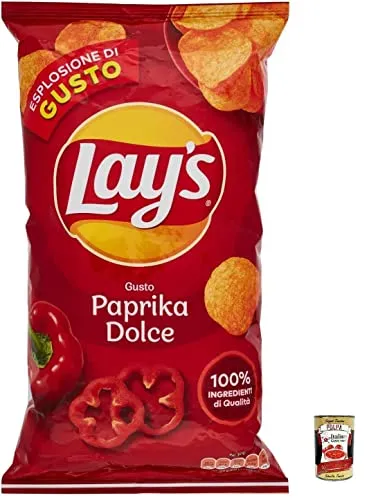 3x Lay's Paprika Dolce Süße Paprika Chips Patatine Kartoffelchips gesalzen 133g Kartoffel chips + Italian Gourmet Polpa 400g
