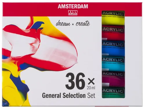 ROYAL TALENS Acrylfarbe AMSTERDAM General Selection 36 x 20 ml - Schreibutensilien, hochwertige Acrylfarben für lebendige Kunstwerke, ideal für Künstler und Hobbyisten