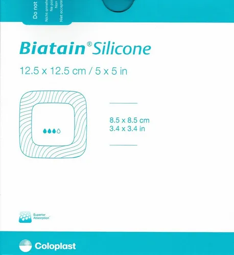 Biatain Silicone 12.5x12.5 cm - 10 Stück - Kompressen & Verbände, 3DFit Technologie für optimale Wundheilung und 77% höhere Absorptionskapazität, ideal für exsudierende Wunden.