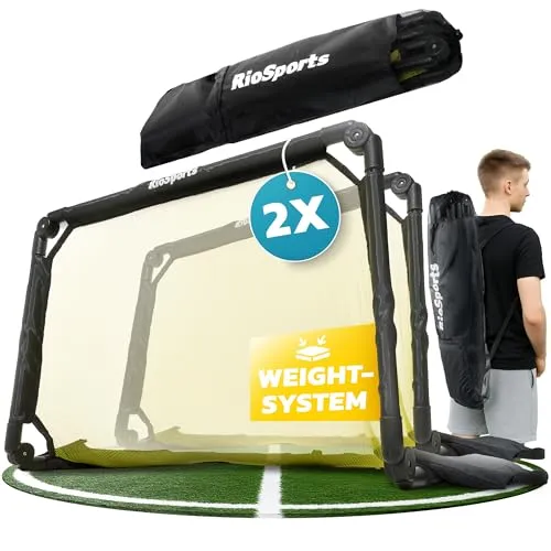 Fußballtor Garten Kinder & Erwachsene 2er Set – Faltbar & Stabil nach harten Schüssen – Mit Tragetasche – Geschenkidee für Jungs & Mädchen