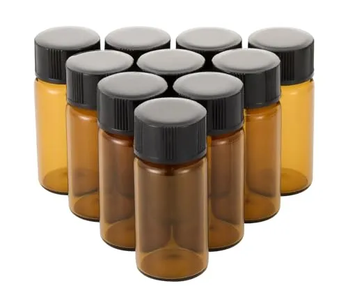 Pxyelec 1/6 oz leere braune Probefläschchen, 5 ml Glasflaschen mit schwarzem Schraubverschluss, 10 Stück