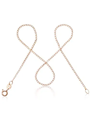 modabilé Panzerkette Damen Halskette Rosegold Vergoldet 925 Sterling Silber (50cm 1,3mm breit) Rosegoldene Kette ohne Anhänger Kurz Ketten für Frauen