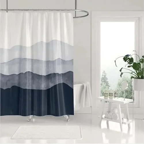 M&W DAS DESIGN Duschvorhang 180x200 Duschvorhang Shower Curtains Shower Curtain Anti schimmel Waschbar Bad Vorhang Faltbar 12 C-Ringe Gewicht unten