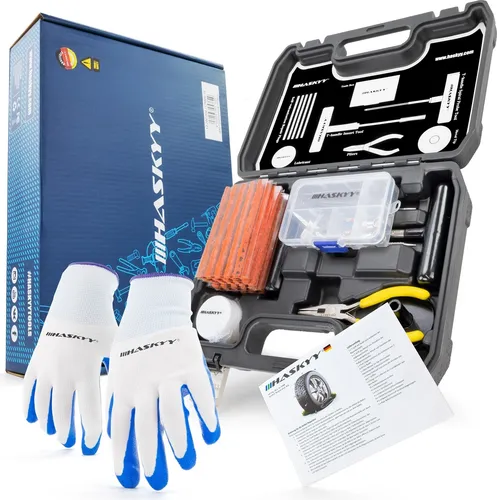 HASKYY® 60tlg. Auto-Reifen-Reparatur-Set - Reifenreparatur-Set für PKW, LKW und Motorräder, ideal zur schnellen und professionellen Reparatur von schlauchlosen Reifen.