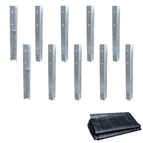 WICKEY Winkelanker SolidLock Set mit Unkrautvlies - 10er Set Bodenanker für Spieltürme und Schaukeln, aus feuerverzinktem Stahl für hohe Stabilität und Sicherheit im Garten.