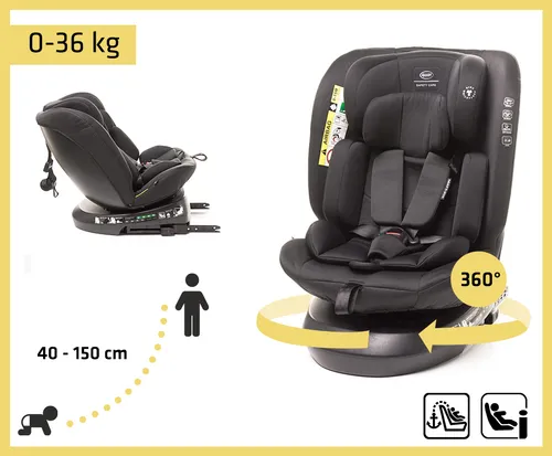4BABY Kindersitz drehbar 360 ISOFIX Matt-Fix I-SIZE - ISOFIX Kindersitz für 0-36kg, 40-150 cm, mit 360° Drehbasis und verstellbarer Kopfstütze für maximalen Komfort und Sicherheit bei jeder Fahrt.