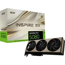 MSI GEFORCE RTX 5080 16G INSPIRE 3X OC, GeForce RTX 5080, 16 GB, GDDR7, 256 Bit, 7680 x 4320 Pixel, PCI Express x16 5.0 - Bronze
