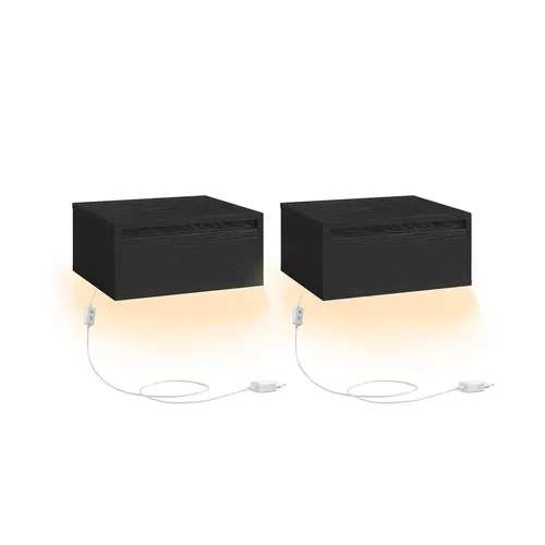 VASAGLE Hängender Nachttisch 2er Set mit LED-Licht