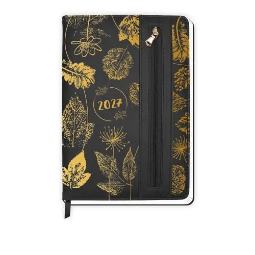 Trötsch Wochenplaner A5 mit Tasche Flowers black 2027: Taschenkalender