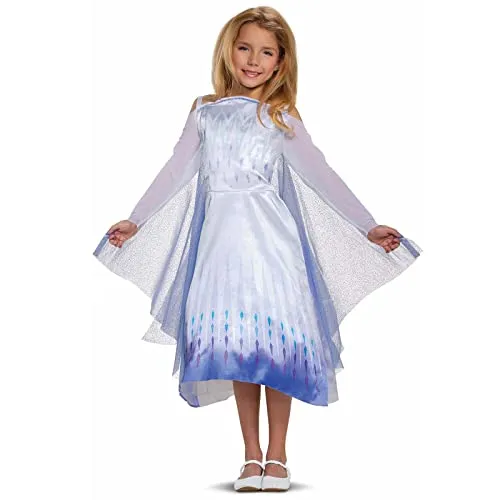 Disney Offizielles Classic Frozen Elsa Kostüm Mädchen, Elsa Kleid Mädchen, Eiskönigin Kostüm Mädchen, Elsa Kostüm Kinder, Karneval Fashingskostüm Prinzessin Kostüm für Kinder S