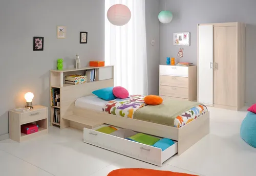 Parisot Jugendzimmer-Set Charly 16, (5-tlg) - Komplettzimmer in elegantem Weiß, ideal für jugendliche Räume mit viel Stauraum und modernem Design.