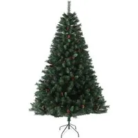 SVITA Weihnachtsbaum 210 cm mit Tannenzapfen und Stechpalmen
