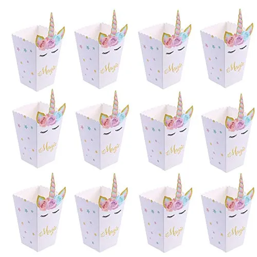 Stück Popcorn Boxen, Einhorn Snack Popcorn Tüten Candy Container Party Supplies für Kinder Geburtstag Partyzubehör 12