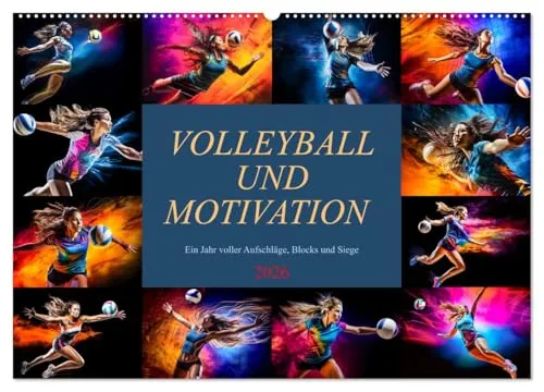 Dirk Meutzner | Volleyball und Motivation - Wandkalender 2026 DIN A2 quer - Kalender mit 14 atemberaubenden Volleyballbildern, die Monat für Monat motivieren. Perfekt für Sportliebhaber und eine stilvolle Wanddekoration.