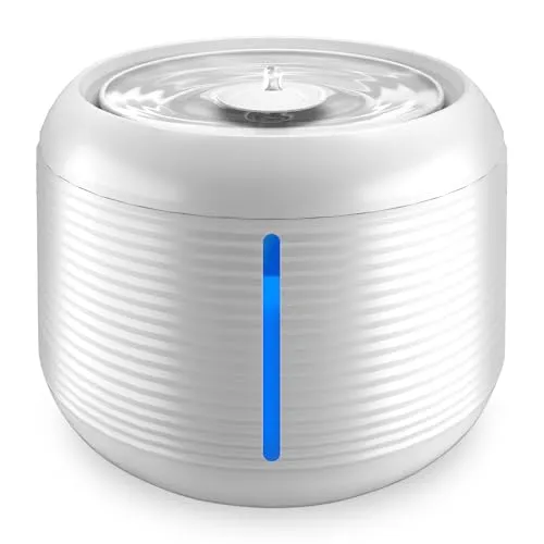 Veddelholzer 2,5 Liter Katzenbrunnen mit LED-Anzeige - Fressnäpfe für Katzen – extrem leiser Trinkbrunnen mit 4-Fach Filter für sauberes Wasser, ideal für Katzen & Hunde, einfach zu reinigen und stylisches Design.