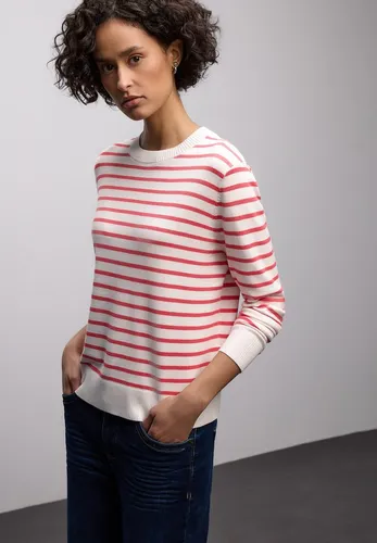 Street One Damen Gestreifter Pullover - Modischer Strickpullover mit maritimem Streifenlook, ideal für lässige Outfits und angenehmes Tragegefühl.