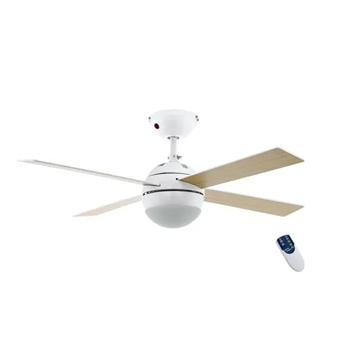 EGLO Deckenventilator mit Fernbedienung 106,6 cm Weiß Holz - Stylischer Deckenventilator mit Fernbedienung und Reversefunktion für angenehme Luftzirkulation in jedem Raum. Ideal für Wohnzimmer, Schlafzimmer und Küchen.