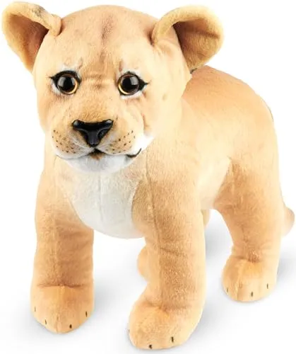 BRUBAKER Löwin Kuscheltier - 30 cm Stofftier Löwe - Baby Plüschtier Raubkatze Stehend - Kinder Plüsch Spielzeug - Braun